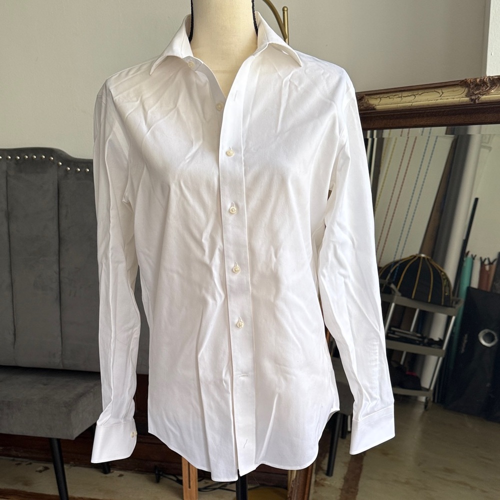 Classic White Men's Dress Shirt - Tailored Button-Down